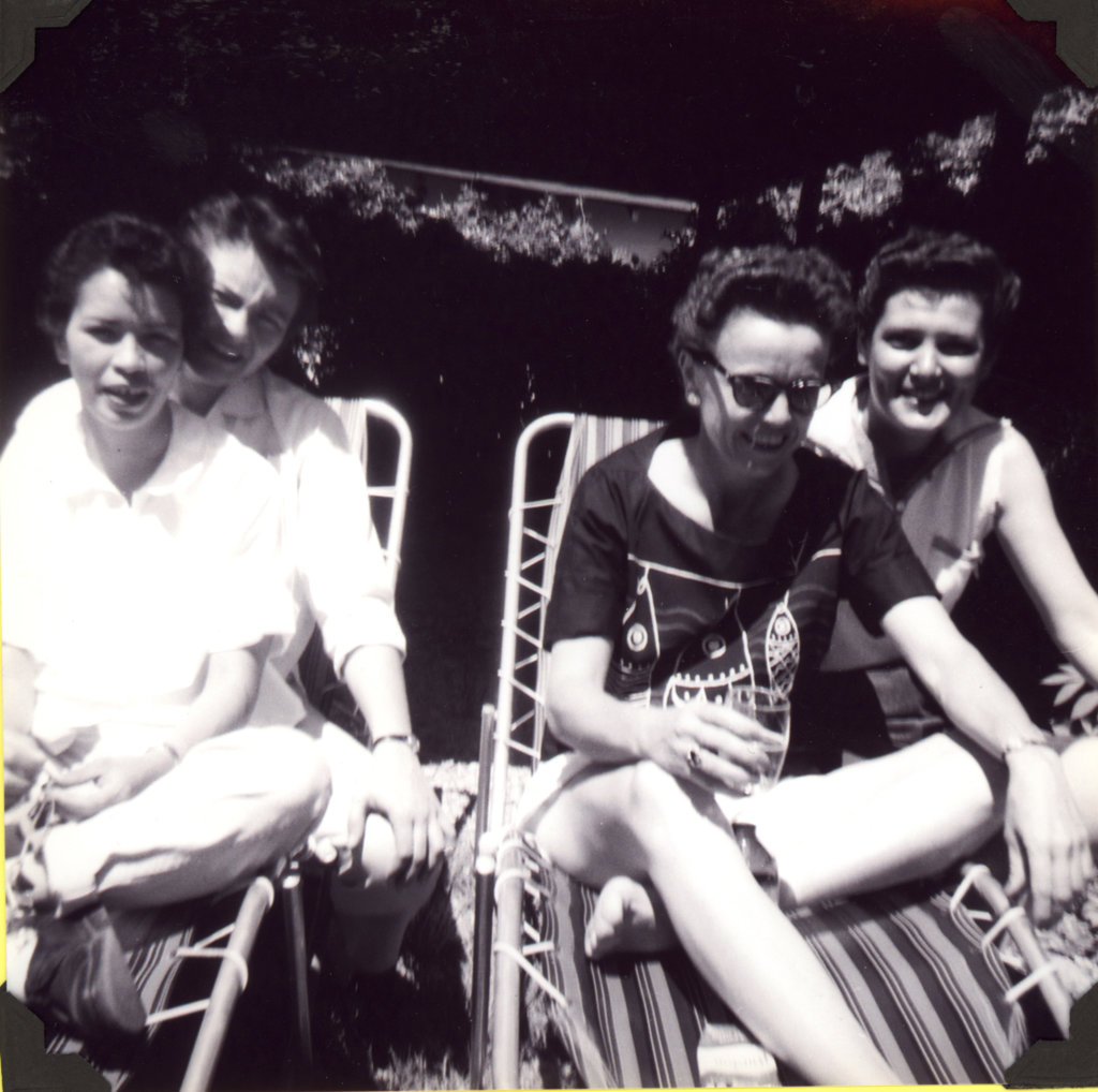 Brenda Weathers with friends (left to right, Anita Ornelas and Liz Owens in front; Brenda Weathers and Dee Serres in back), San Antonio, Texas, 1961
