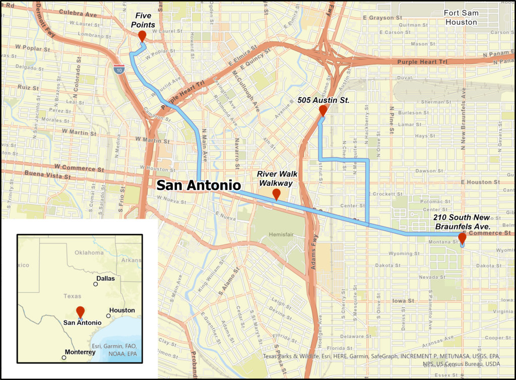 Gay bar locations in 1960s San Antonio, Texas