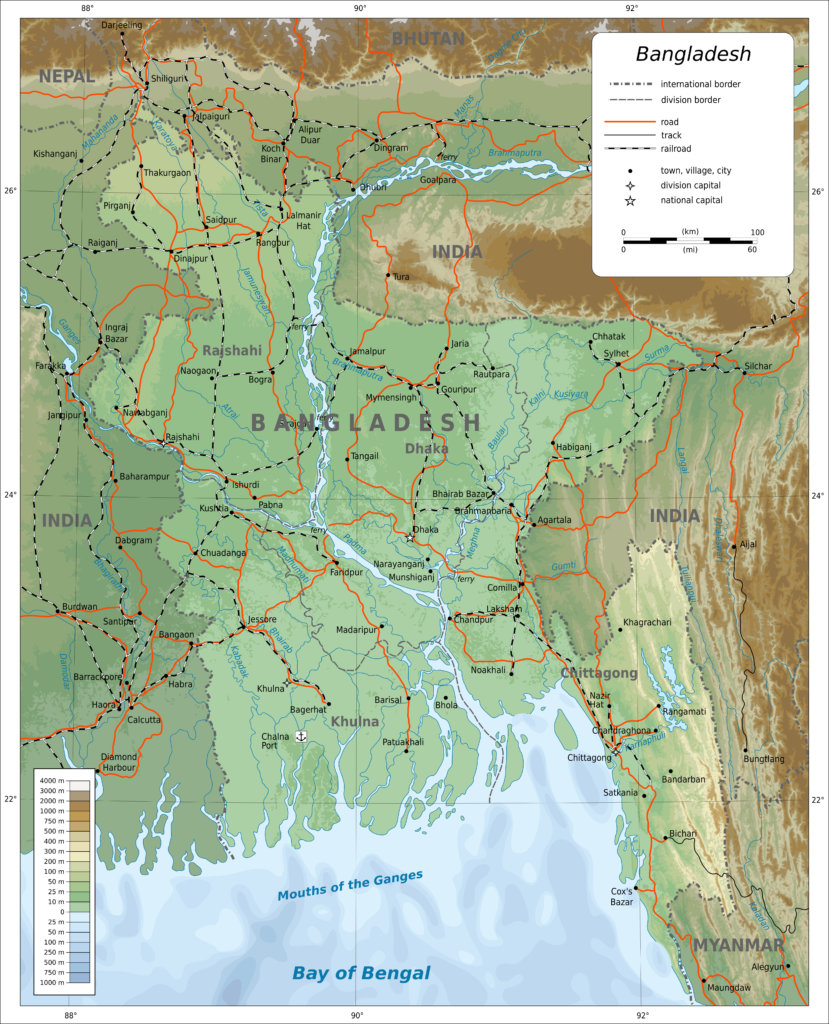 Bangladesh. Map by Mysid. 