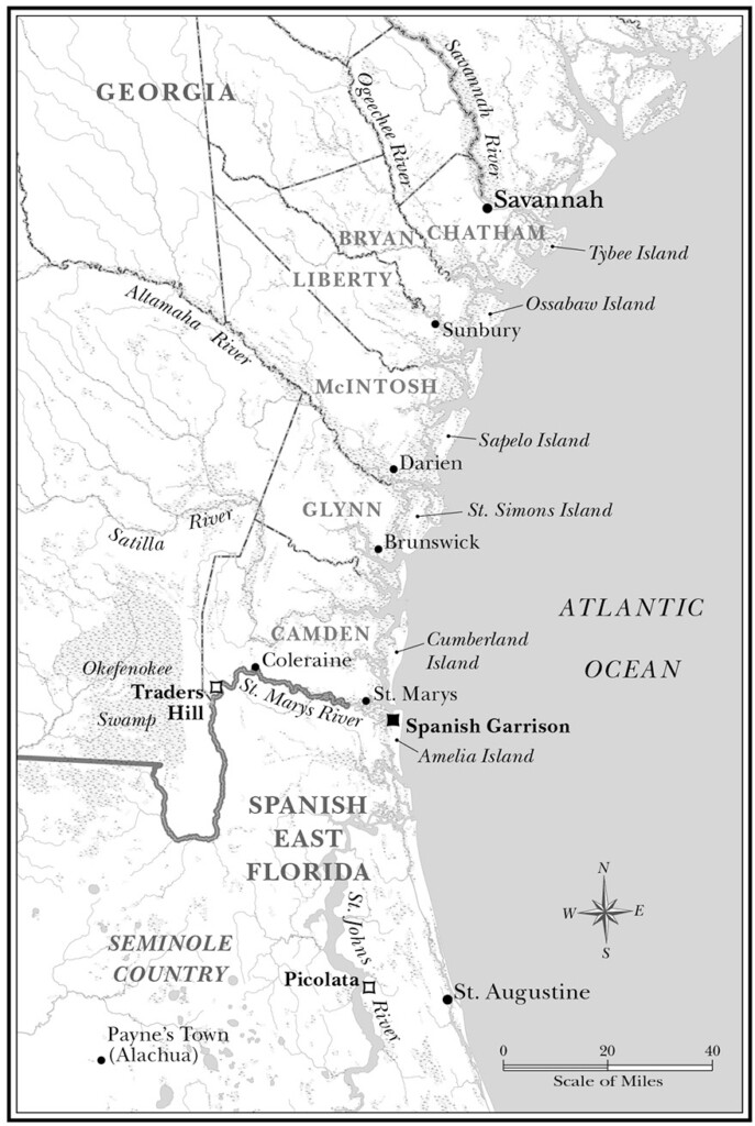 Map of the Georgia Coast and Spanish East Florida, circa 1795