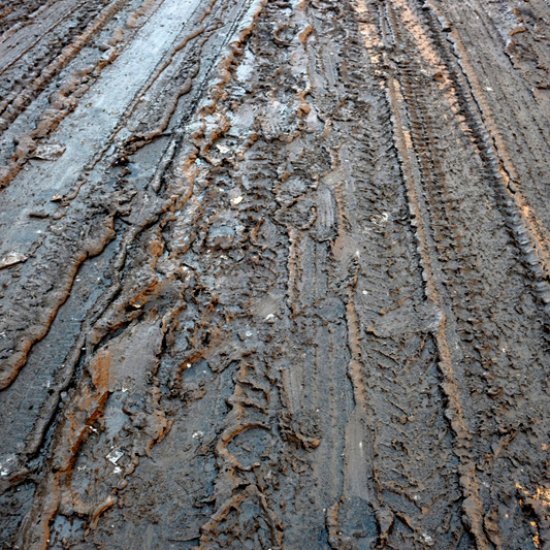 Mud covering Main Street, Marshall, North Carolina, from flooded French Broad River during Hurricane Helene.